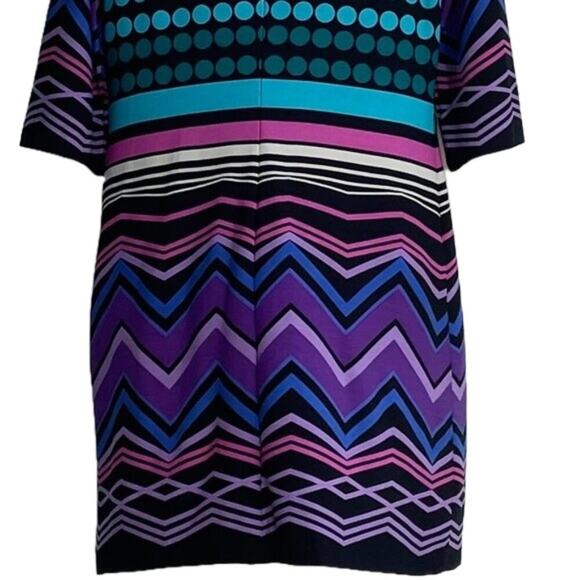 Jersey, Stretch, Bodycon, Geometric, Colorful, 70s Inspired Dress, Size 10 - Picture 4 of 15